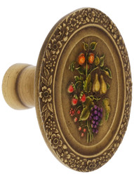 1 3/16 inch W X 1 3/8 inch H Fruit Bouquet Knob in Antique Brass.